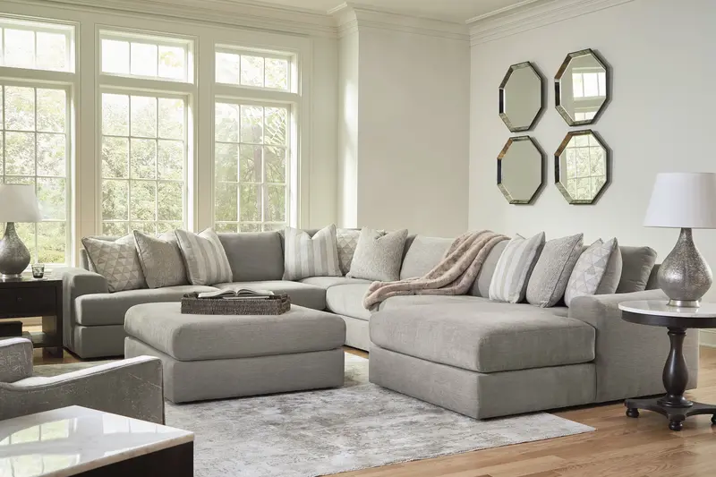 Avaliyah Ash Raf Chaise Sectional – 7-Piece Gray-Toned Modular Sofa 1