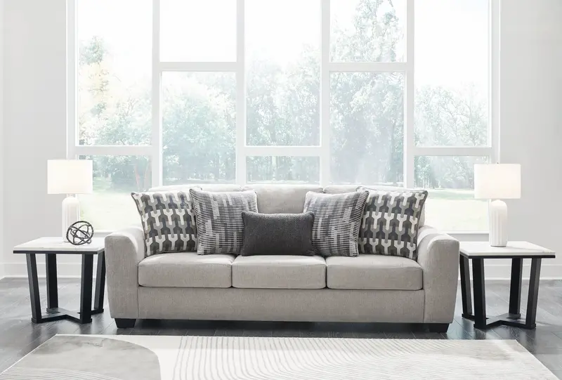 Avenal Park Flannel-Textured Sofa In Soft Neutral Gray 1