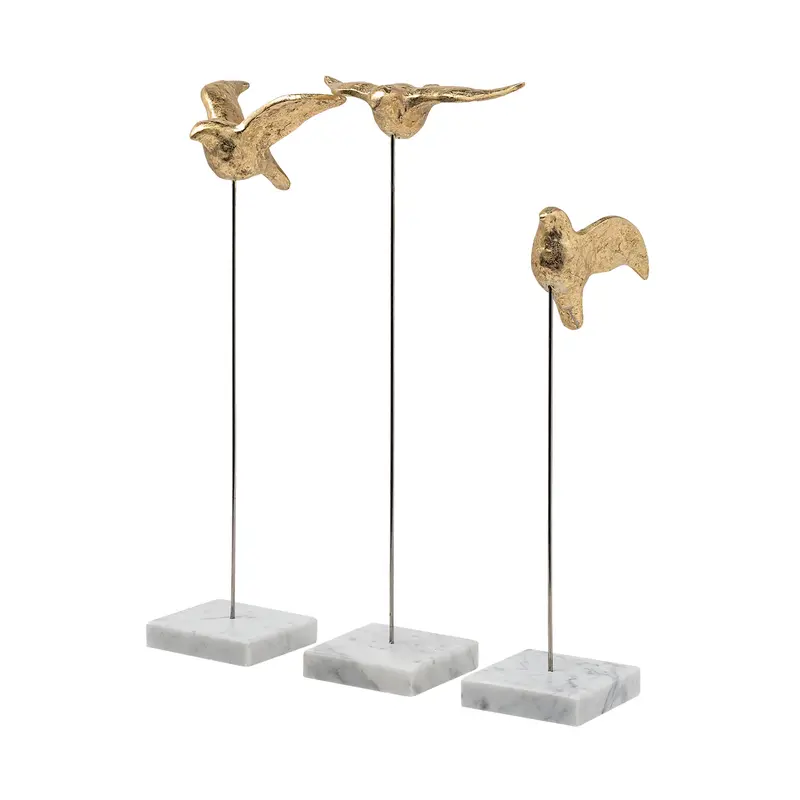 Aya Trio Of Gold Metallic Decorative Birds – 11L X 4W Each 1