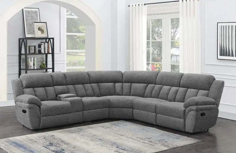Bahrain Charcoal 6-Piece Motion Sectional – Fully Upholstered Modular Sofa 1
