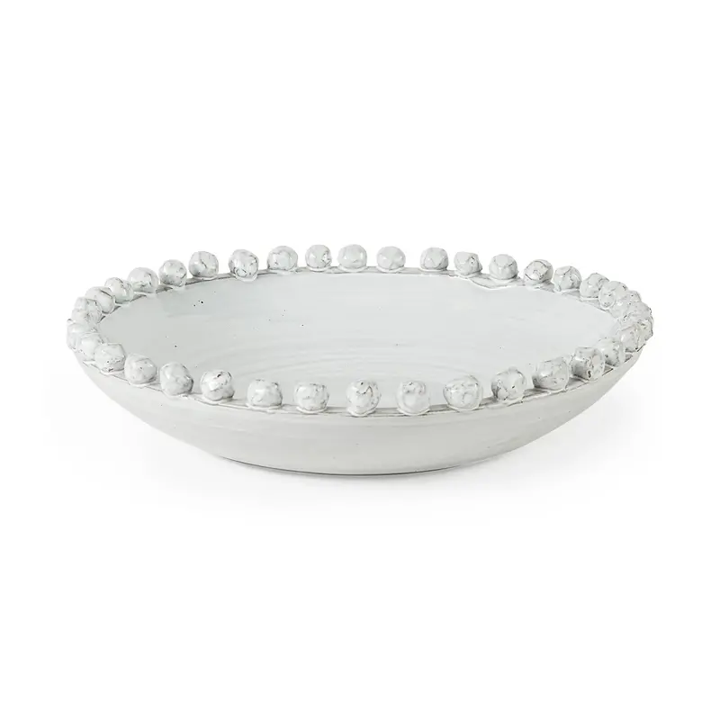 Basin Decorative Bowl – 16" Round Off-White Glazed Ceramic Centerpiece 1