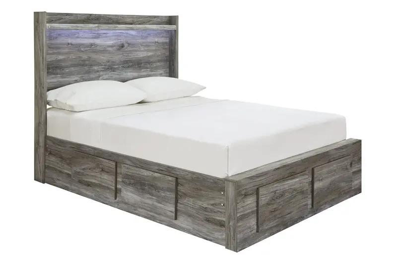 Baystorm Gray Full Platform Bed With 6-Drawer Storage And Led Accents 1