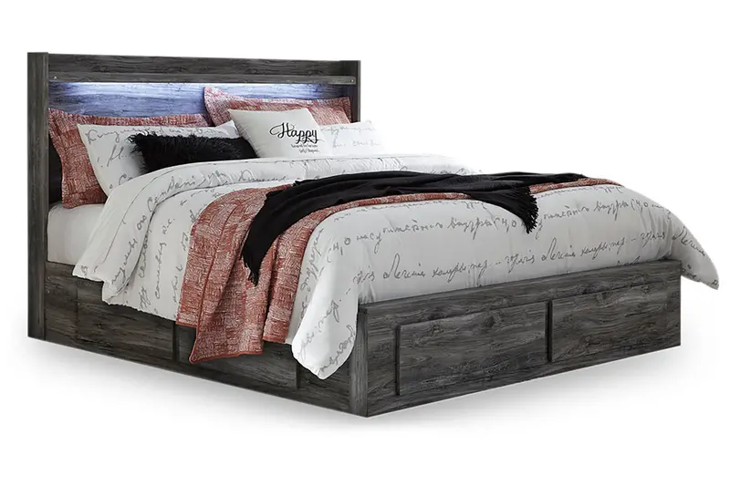 Baystorm Gray King Led Platform Bed With Six Under-Bed Drawers 1