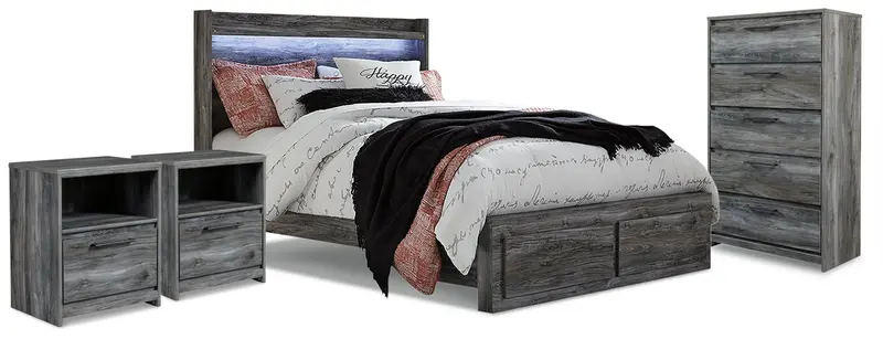 Baystorm Multi-Storage King Bed Set – Panel Design With Chest And Dual Nightstands 1