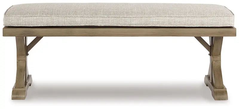 Beachcroft Beige 4-Piece Outdoor Sectional: Armchairs, Lounge & Bench 1