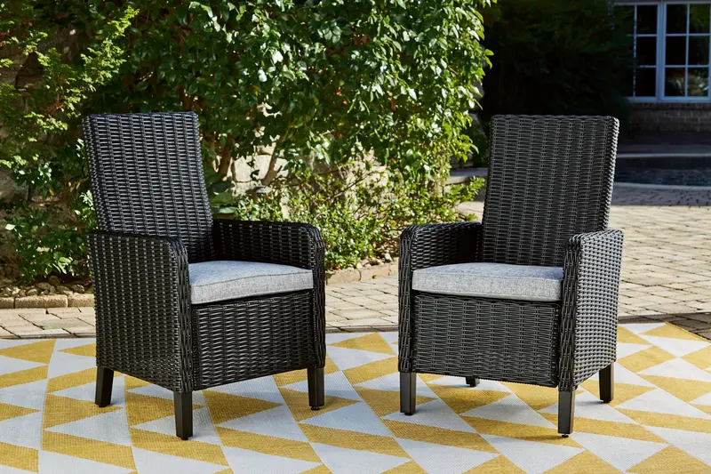 Beachcroft Black And Light Gray Outdoor Armchair With Cushioned Seat 1