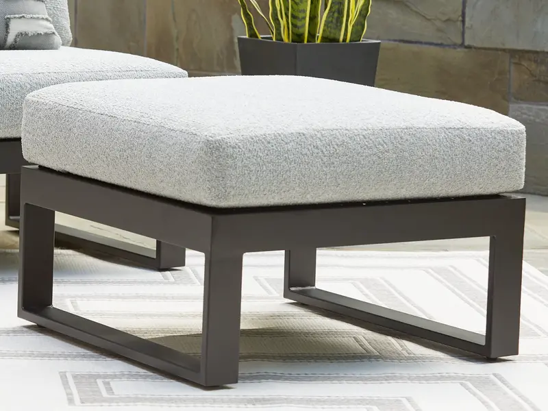 Beachloft Black-And-Gray Outdoor Ottoman With Cushioned Seat 1