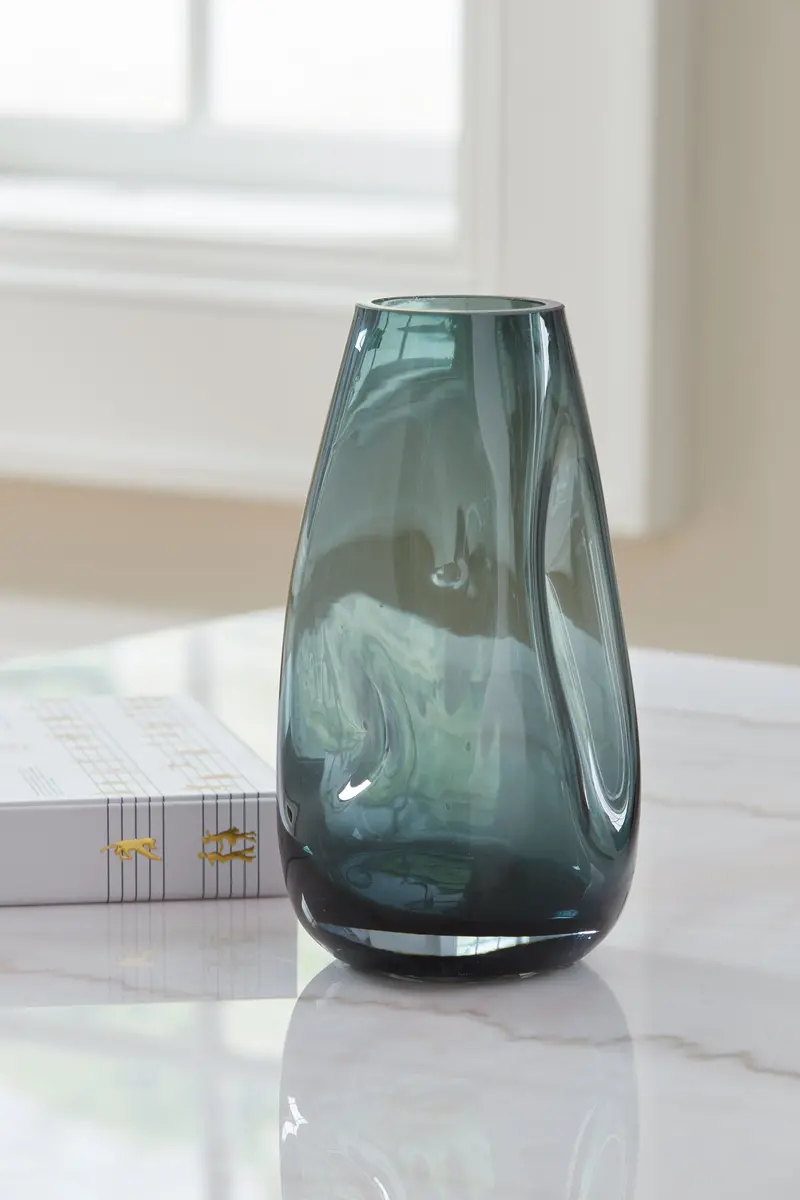 Beamund Teal Blue Ceramic Decorative Vase 1