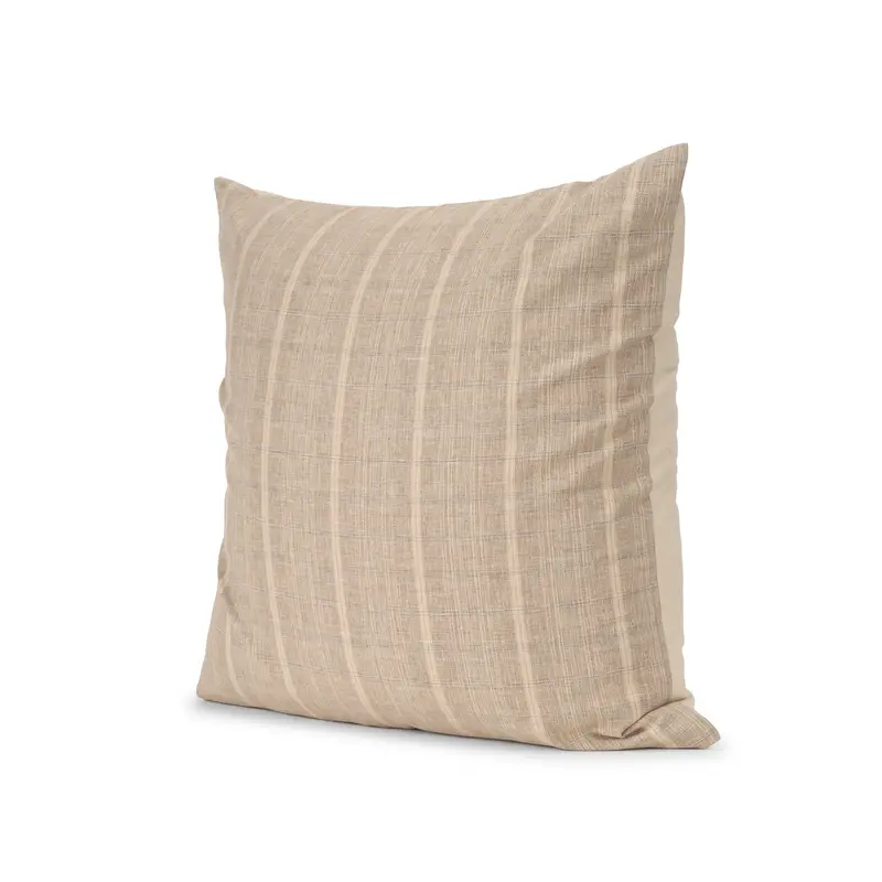 Beige And Gray Plaid Cotton-Linen Square Pillow Cover – Jensen Decorative Throw Pillow Case 1