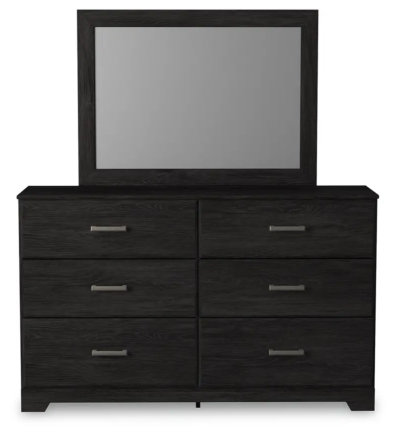 Belachime Queen Panel Bed Set – Charcoal With Mirrored Dresser, Chest & Nightstands 2