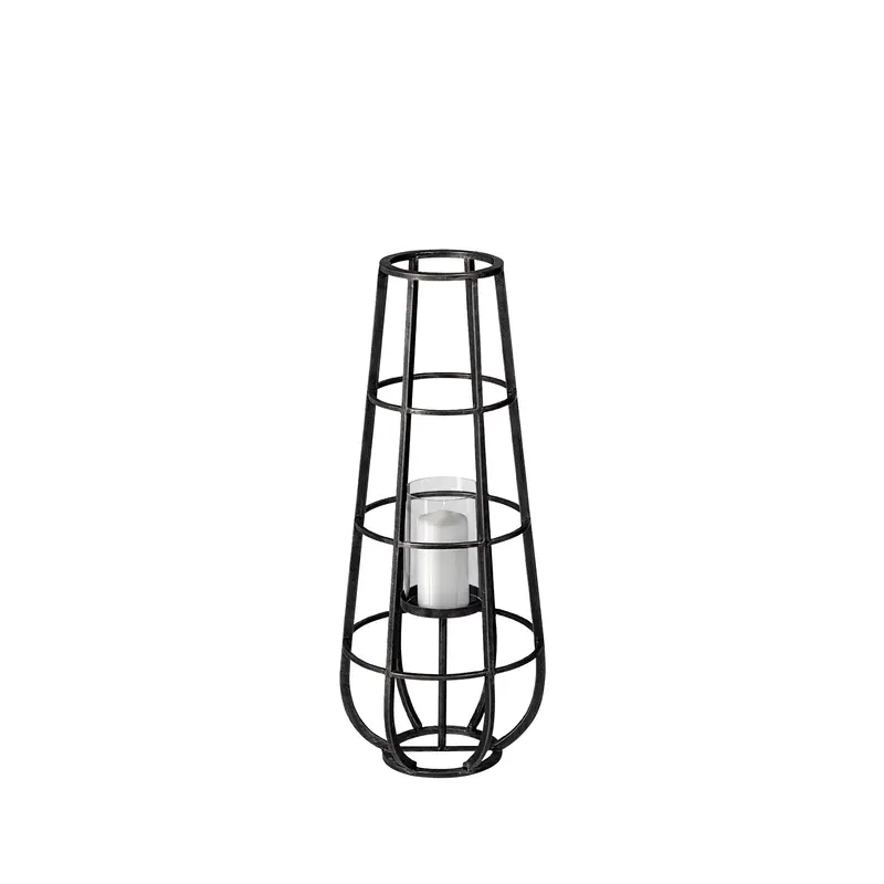 Bella Small Black Metal Cage Lantern – Compact Cylindrical Candle Holder 1