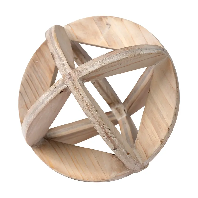 Bellatrix Ii (Large) – Natural Wooden Decorative Sphere, 7" Diameter 1