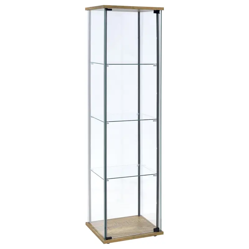 Bellatrix Mango Wood 3-Shelf Glass Display Cabinet 1