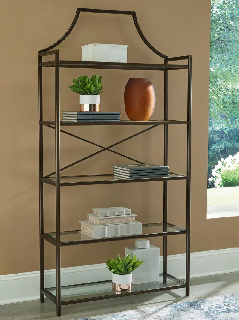 Bernonly Antique Bronze 72-Inch Tall Bookcase With Open Shelving 1