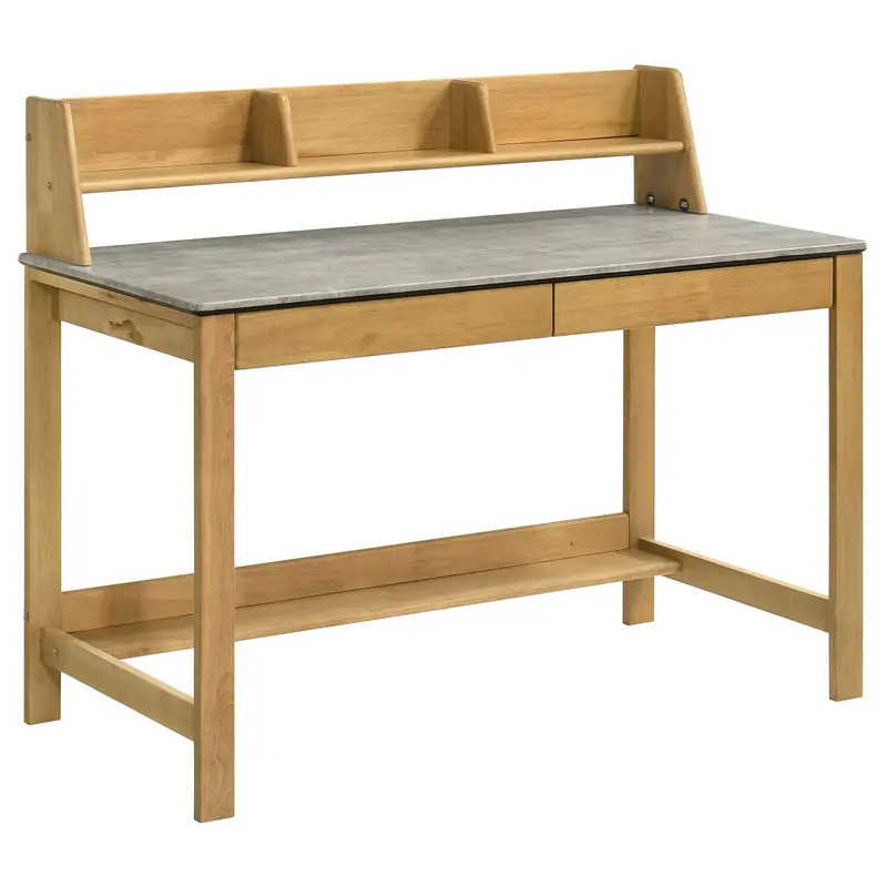 Besler Cement & Natural Finish 47" Smarttop Writing Desk With Integrated Shelf 1