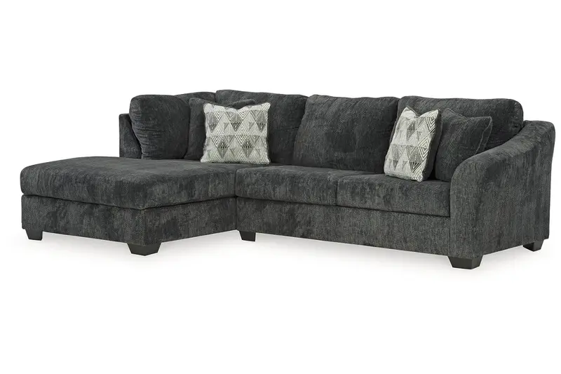 Biddeford Shadow Laf Chaise Sleeper Sectional – 2-Piece Gray Fabric Sofa 1