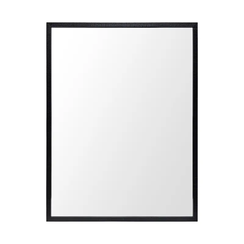 Black Faux Wood Bathroom Mirror – 30" X 40" Vanity Mirror With Natural Woodgrain Frame 1