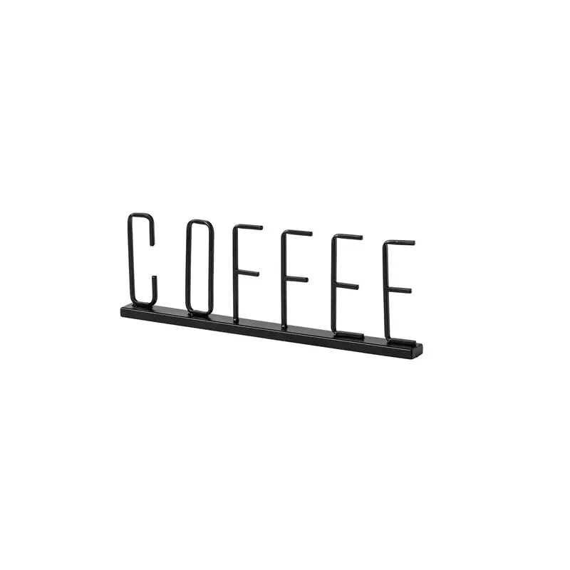 Black Metal Coffee-Themed Wall Sign – 15" L × 1" W 1