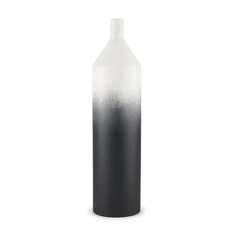 Black Ombre Metal Vase – Modern Gradient Finish Tabletop Vessel 1