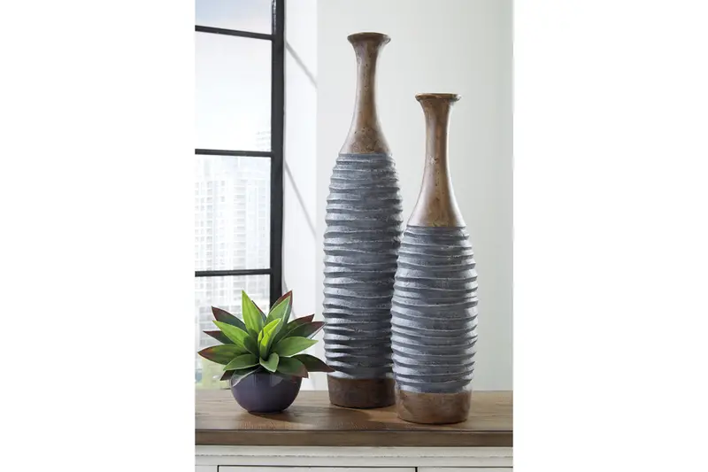 Blayze Antique Gray And Brown Ceramic Decorative Vase 1