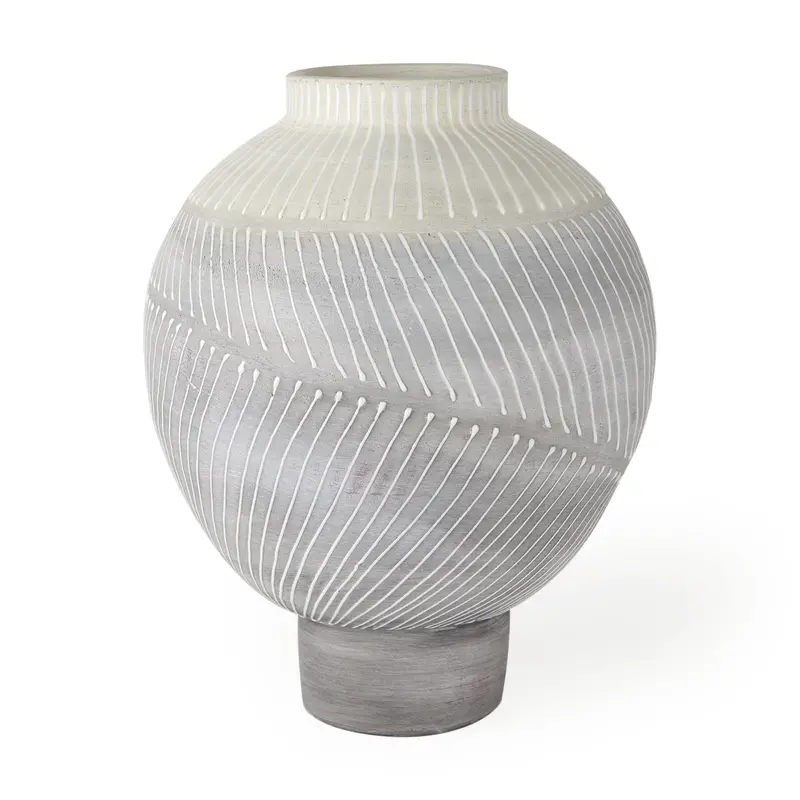 Blume Textured Vase – 12.5-Inch Off-White Ceramic With Gray Finish 1