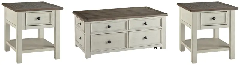 Bolanburg Two-Tone Wood Coffee Table And Matching End Tables 1