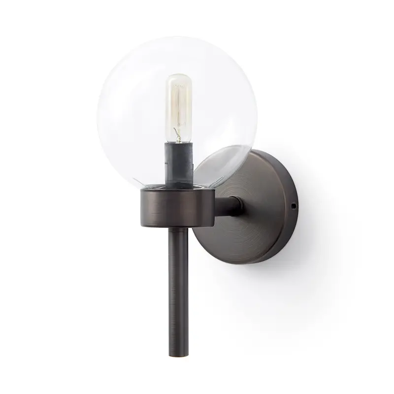 Boltern Ii Black-Toned 6" X 12" Glass Globe Wall Sconce 1