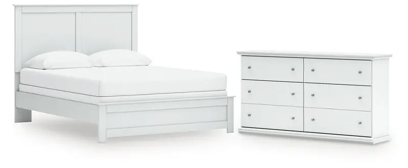 Bostwick Shoals White Queen Panel Bed And Dresser Set 1