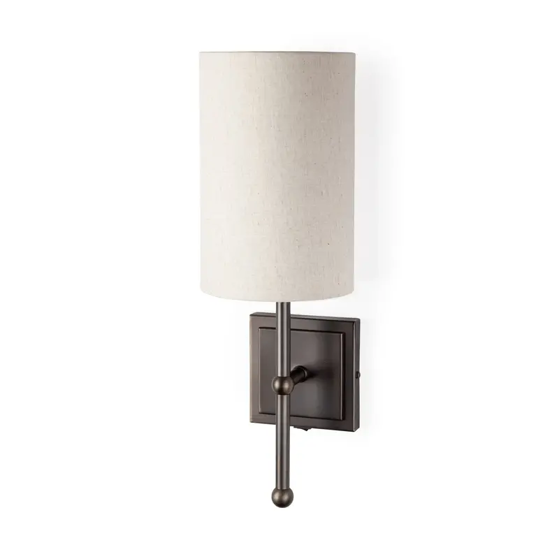 Bourgeois Ii Wall Sconce – 9X16 White Fabric Shade With Brown Metal Base 1