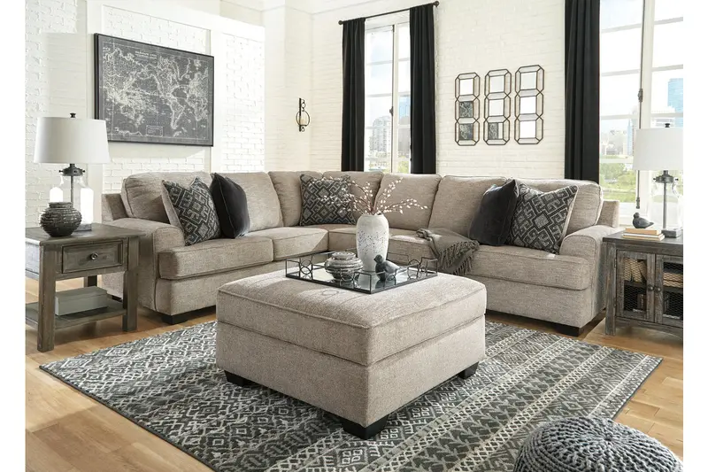 Bovarian Stone 3-Piece Left-Arm Sectional – Neutral Stone-Tone Modular Seating 1