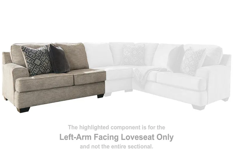 Bovarian Stone Gray Left-Arm Loveseat With Tapered Legs 1