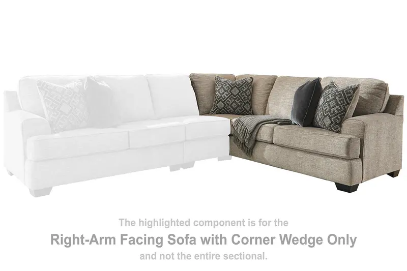 Bovarian Stone Gray Right-Arm Sofa With Corner Wedge Extension 1