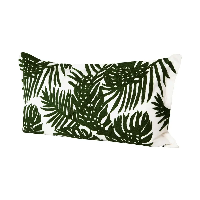 Boyle Ii Tropical Palm Leaf Pillow Cover – 13" X 21" Green Decorative Throw Cushion 1