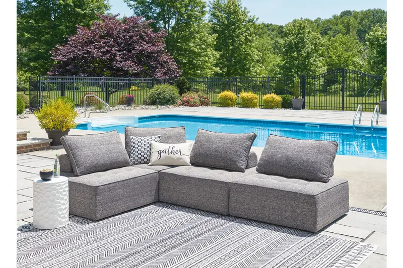 Bree Zee Brown Four-Piece Outdoor Sectional Set 1