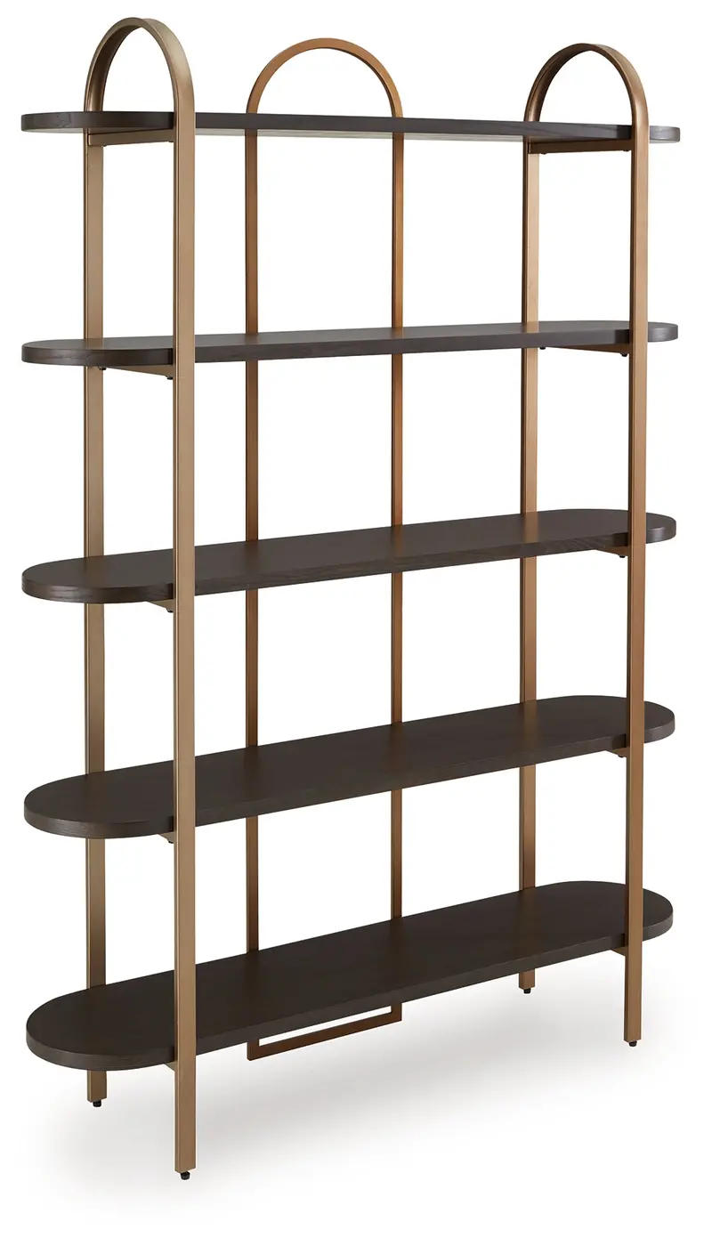 Brentmour Open Shelving Bookcase In Brown And Gold Metallic Finish 1