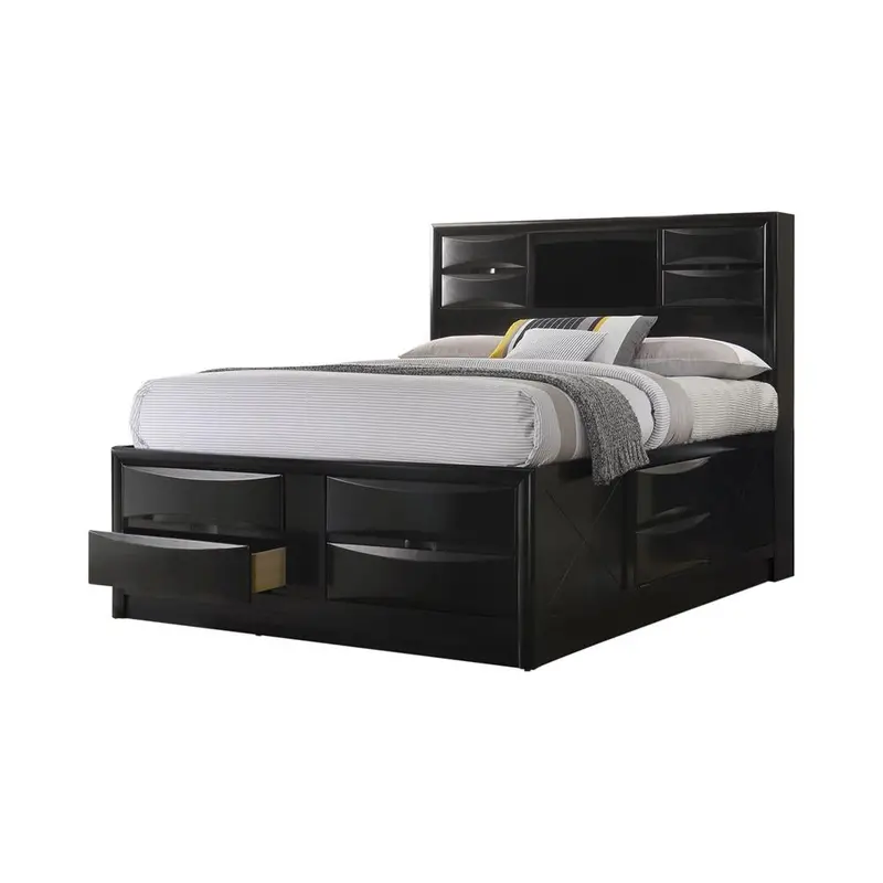 Briana Black California King Platform Bed – Built-In Storage Design 1