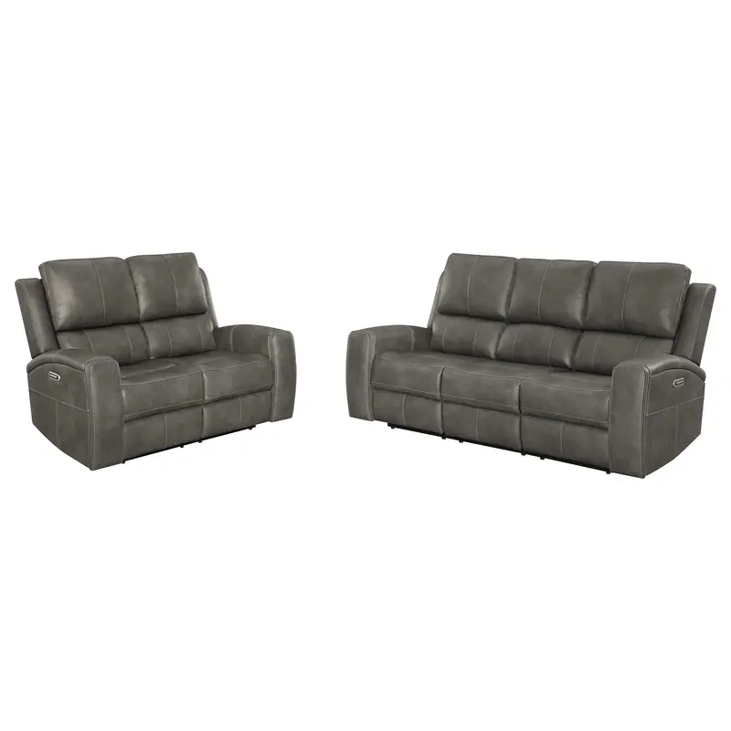 Brickston Charcoal Triple-Power Reclining Living Room Set – 2-Piece Tech-Enhanced Sofa Duo 1