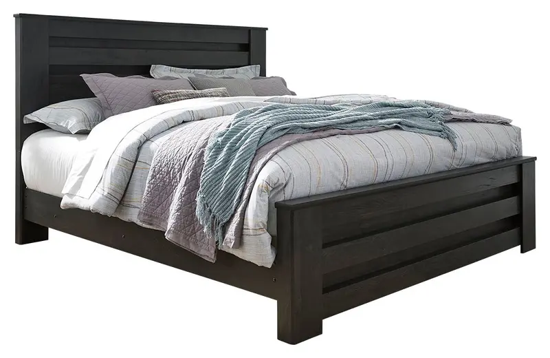 Brinxton Charcoal King Panel Bed Set: Dresser & Mirror 1