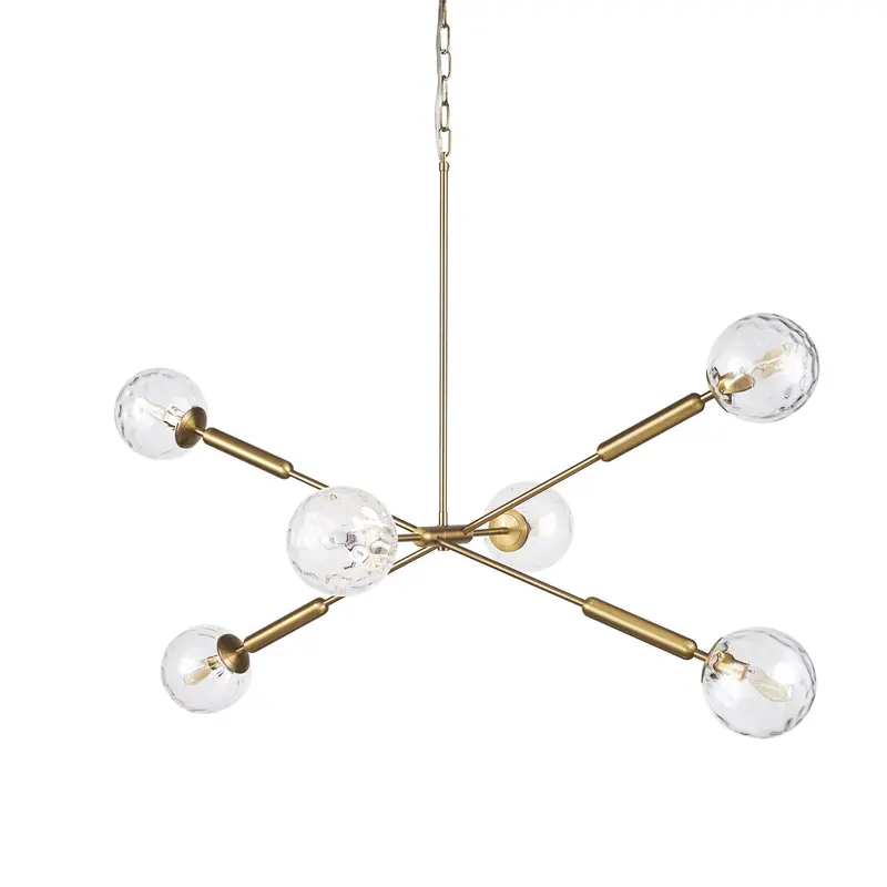 Britton Gold 6-Light Chandelier With Clear Glass Globes 1