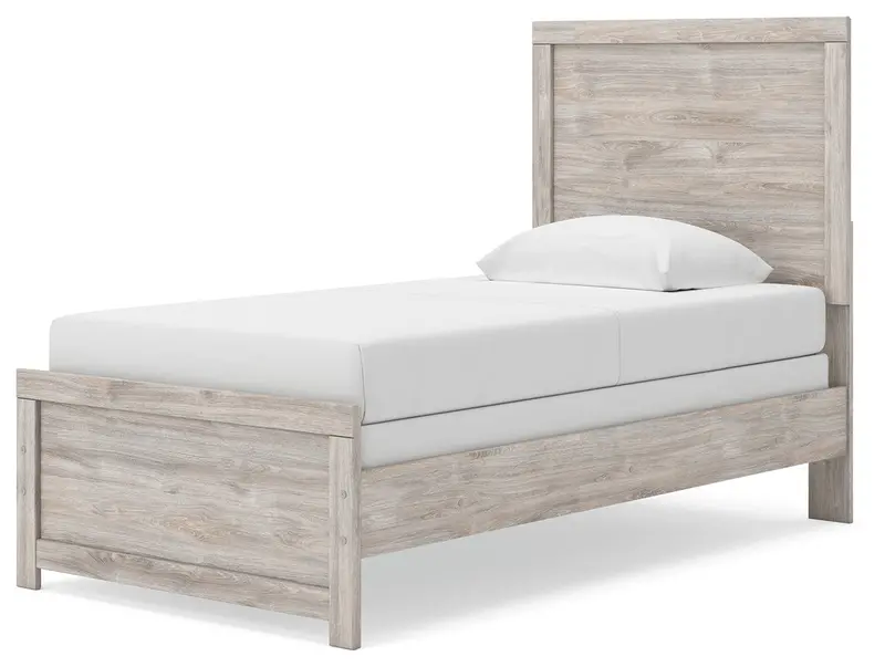 Broachmyn Gray Twin Panel Bed With Clean-Line Contemporary Styling 1