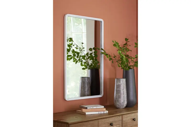 Brocky Glossy White Wall-Mount Accent Mirror 1