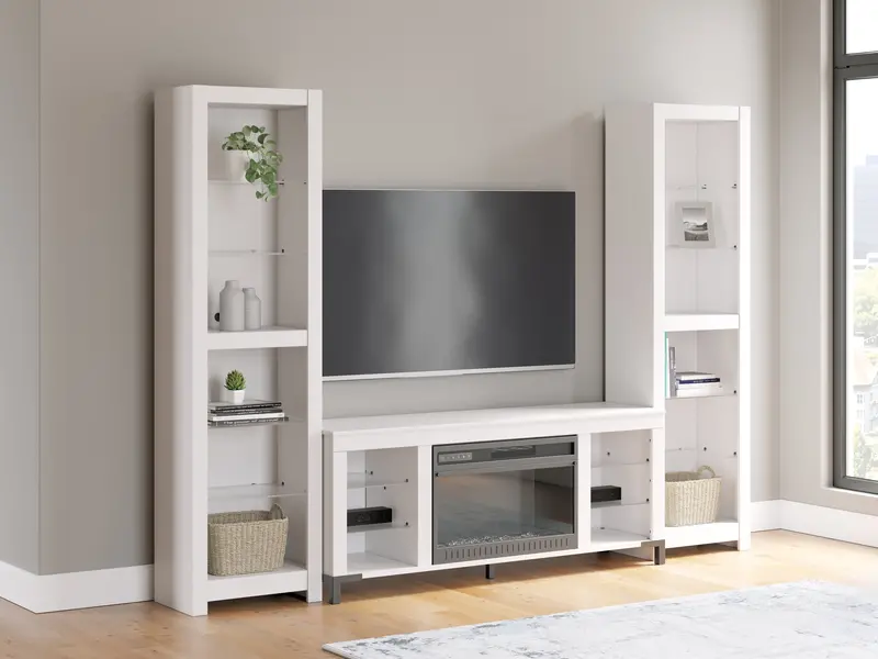 Brollevi White 3-Piece Media Console Entertainment Center 1