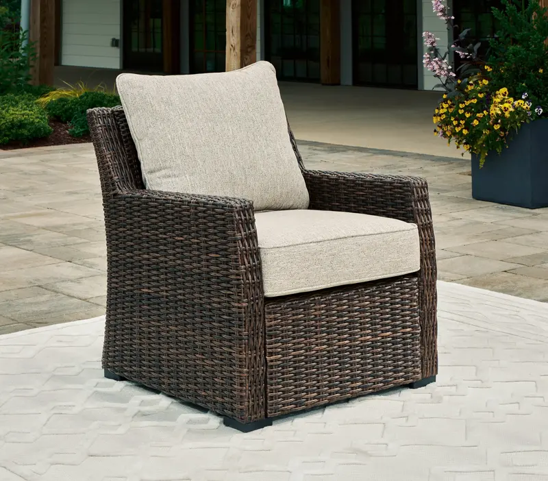Brook Ranch Brown All-Weather Outdoor Lounge Chair With Cushioned Seat 1