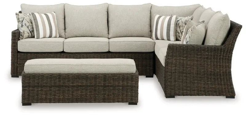Brook Ranch Brown Outdoor Sectional Set Including Lounge Chair And Coffee Table 1