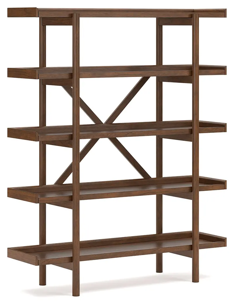 Brown 70-Inch Tall Bookcase – Lyncott Open Shelving Unit 1