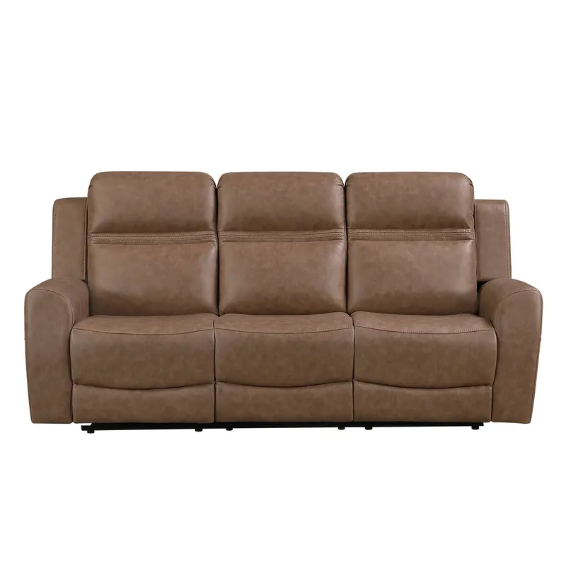 Brown Double Reclining Sofa – Hearth Collection 1