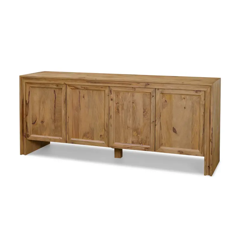 Brown Wood Four-Door Sideboard – Closed Storage Cabinet 1