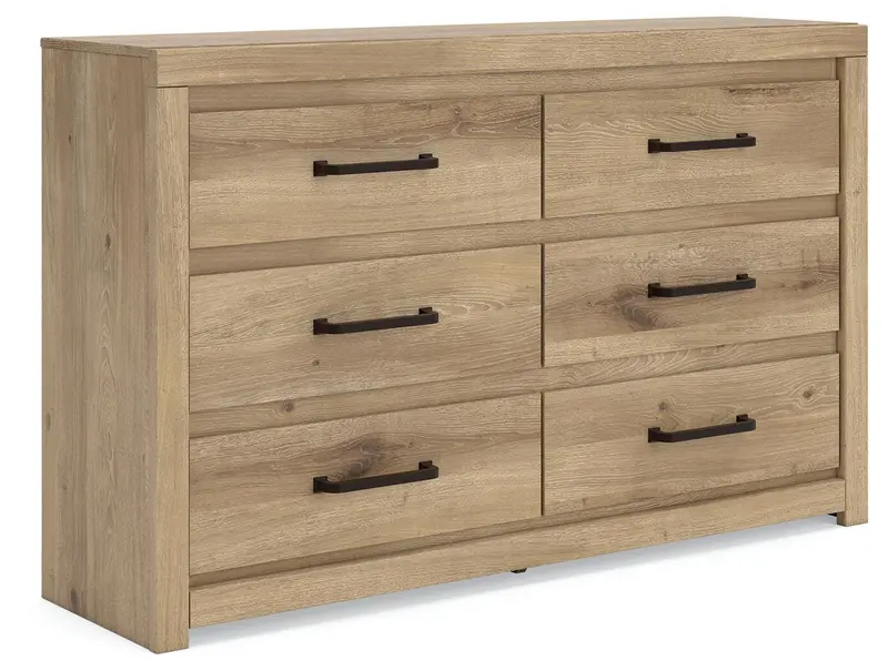 Brozmont Tan Wood Dresser With Modern Farmhouse Design 1