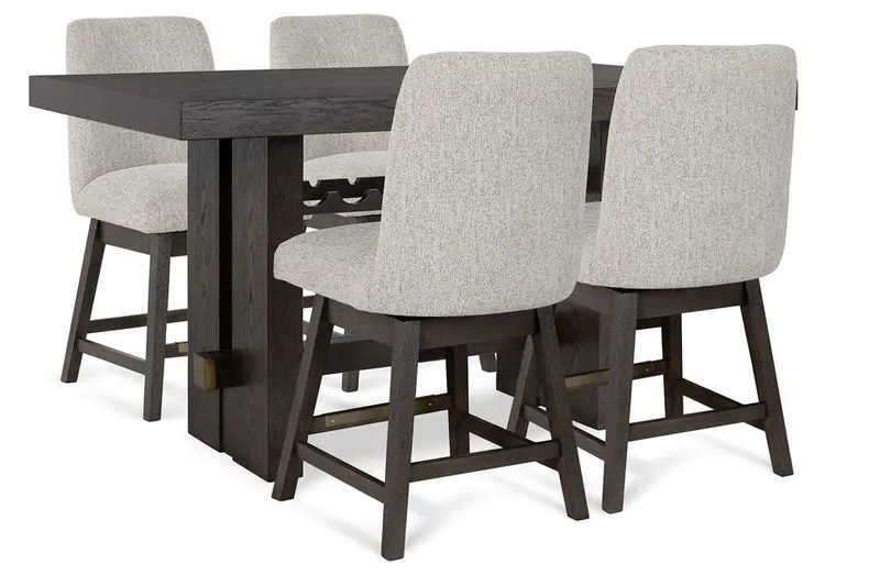 Burkhaus Dark Brown Counter-Height Dining Table With Four Matching Barstools 1