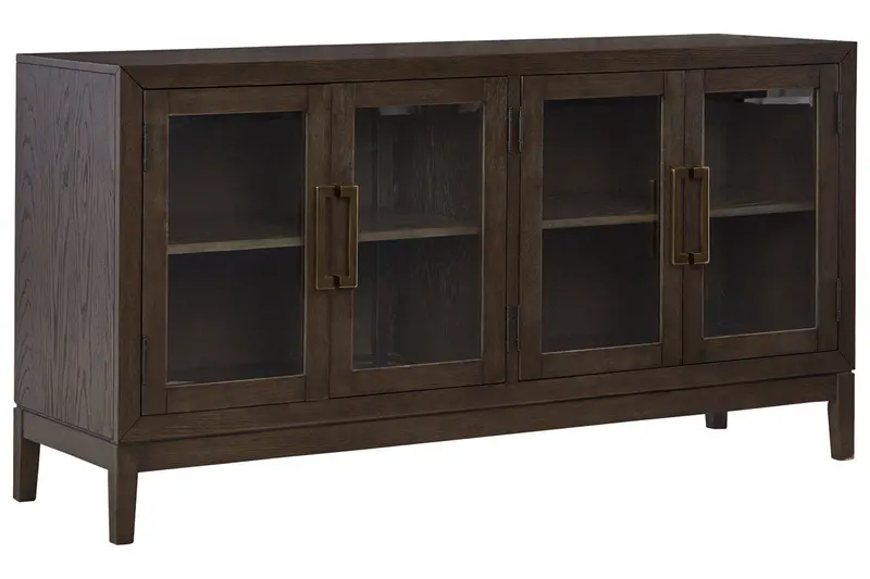 Burkhaus Dark Brown Dining Server – Rustic Elegance With Cabinet & Drawer Space 1